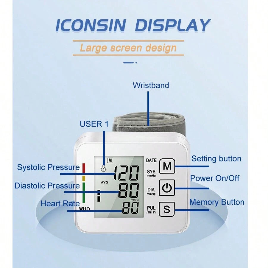 Electronic Wrist Blood Pressure LCD Monitor