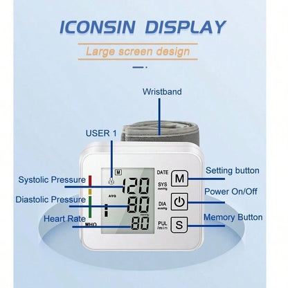 Electronic Wrist Blood Pressure LCD Monitor