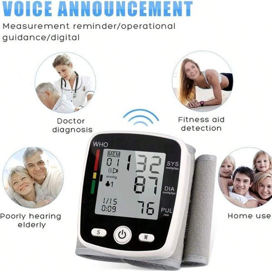 Wrist Blood Pressure Monitor with USB Charging & Memory